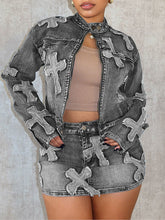 Cross Denim Jacket & Skirt Set Ins Street